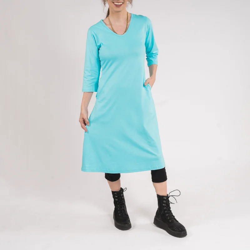 Glacier 3/4th Sleeves A-Line Dress (No Waist Seam) Tunics Business professional