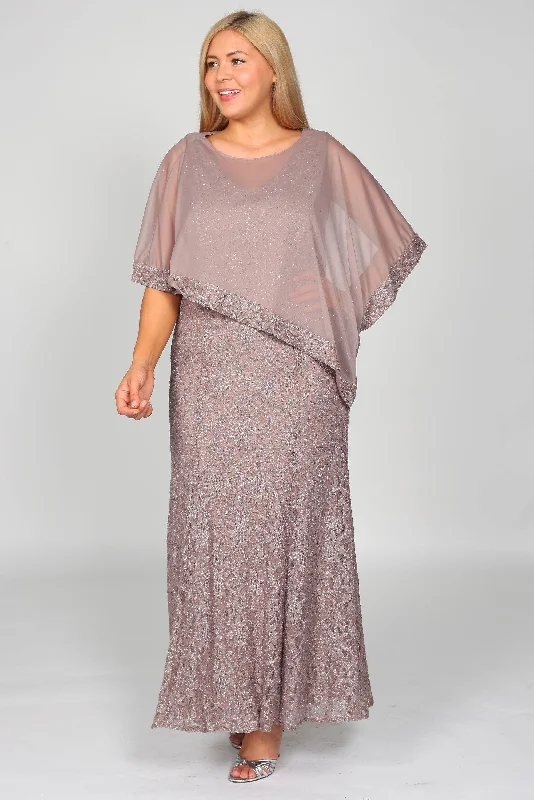 R&M Richards 2344 Long Mother Of The Bride Cape Lace Dress Tunics Designer luxury