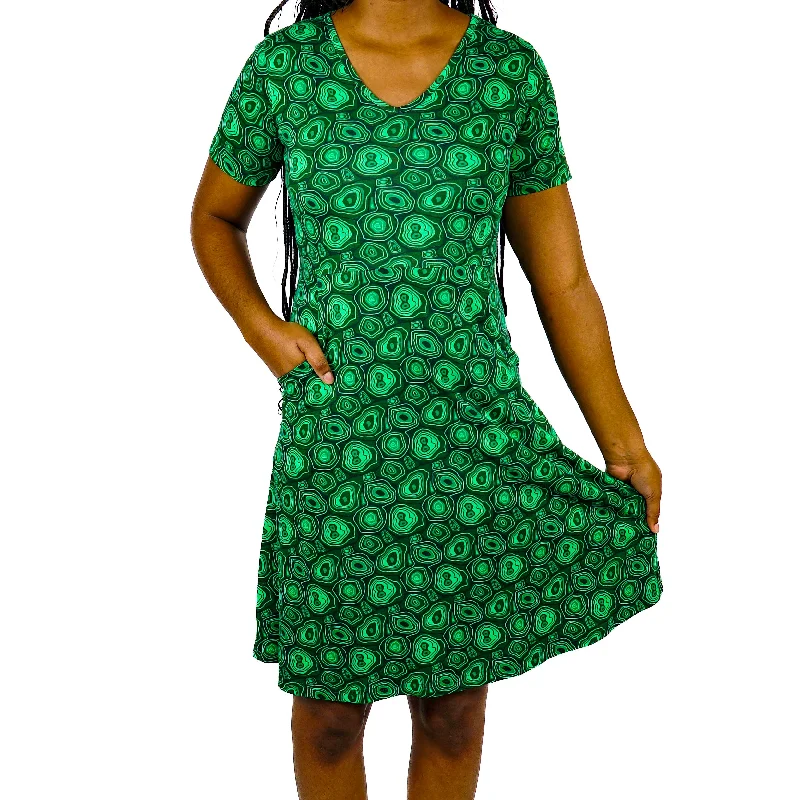 Malachite A-Line Dress (With Waist Seam) [FINAL SALE} Tunics Canvas sturdy