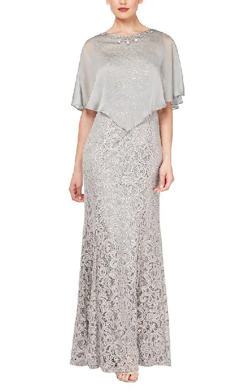 Ignite Evenings Silver Mother of the Bride Long Dress 3523W Tunics Floral girly