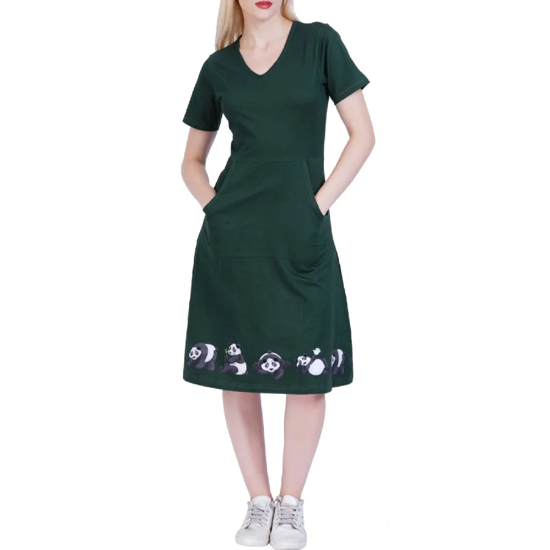 Pandas A-Line Dress (With Waist Seam) Tunics Office stylish