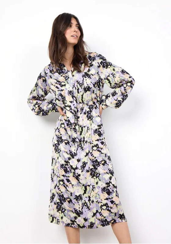 Soyaconcept Adela Abstract Tie Collar Long Dress, Light Purple Tunics Occasion special Soyaconcept Adela Abstract Tie Collar Long Dress, Light Purple Tunics Occasion special