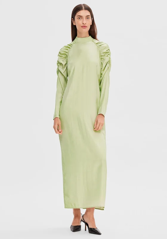 Selected Femme Nora Ruched Shoulder Detail Long Dress, Winter Pear Tunics Top rated