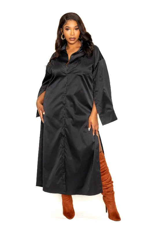 Cape Sleeve Shirt Dress Crew Neckline Casual
