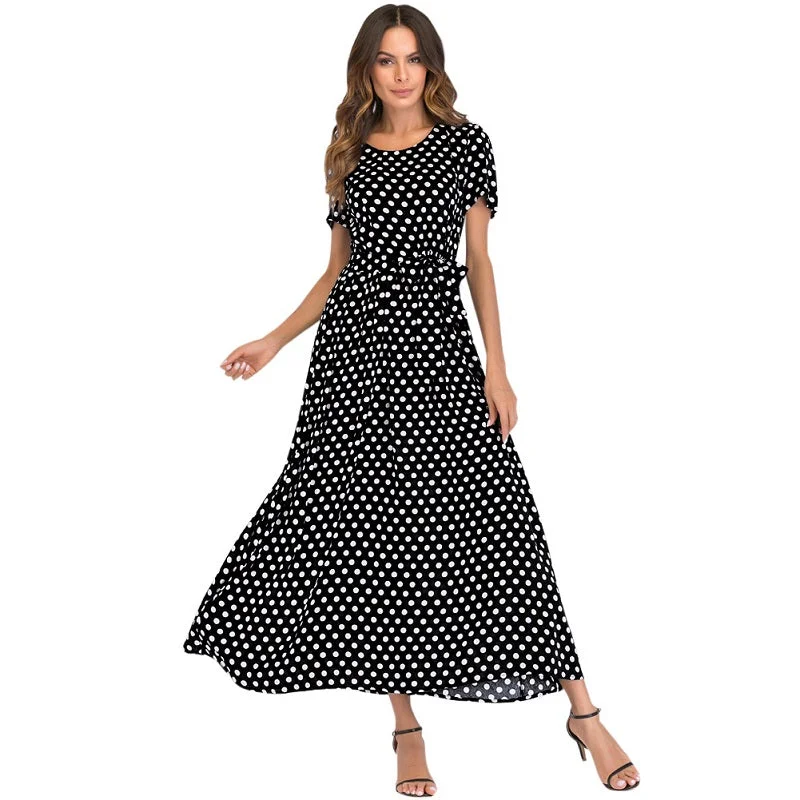 Korean Fashion Women Maxi Long Dress Vintage Polka Dot Dress Short Sleeves High Waist A-Line Beach Dress Plus Size 3XL 4XL 5XL Tunic Top Casual Korean Fashion Women Maxi Long Dress Vintage Polka Dot Dress Short Sleeves High Waist A-Line Beach Dress Plus Size 3XL 4XL 5XL Tunic Top Casual