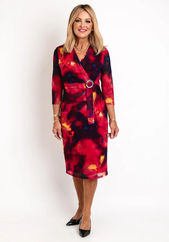 Avalon Watercolour Gathered Waist Dress, Magenta Tunics Mesh breathable