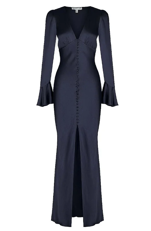 La Lune Frill Cuff Bias Dress Midnight By Shona Joy Tunics Leisure comfortable