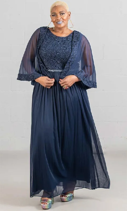 Le Bos Plus Size Long Capelet Chiffon Dress 29397 Tunics Fall fleece