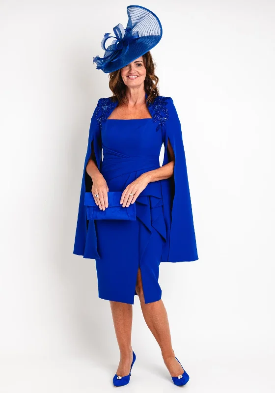 Veni Infantino Sequin Embellished Cape Sleeve Midi Dress, Royal Blue Tunics Velvet soft Veni Infantino Sequin Embellished Cape Sleeve Midi Dress, Royal Blue Tunics Velvet soft