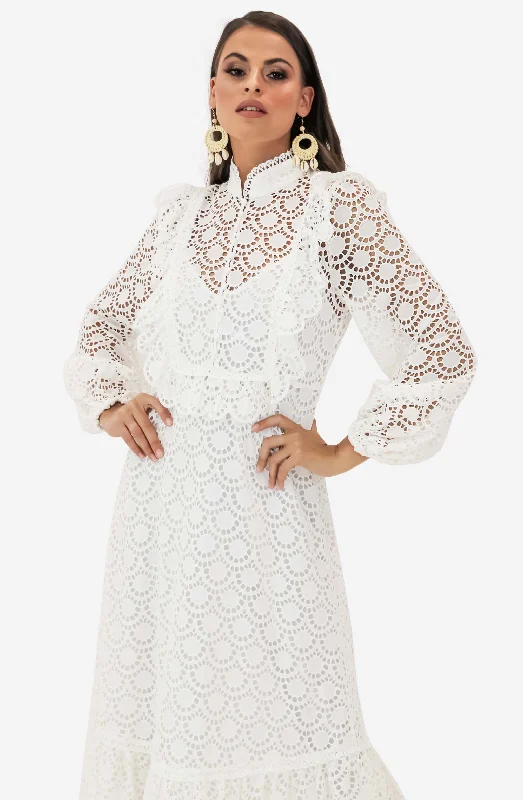 Goldie Scallop Lace Long Dress by Zimmermann Tunics Summer linen