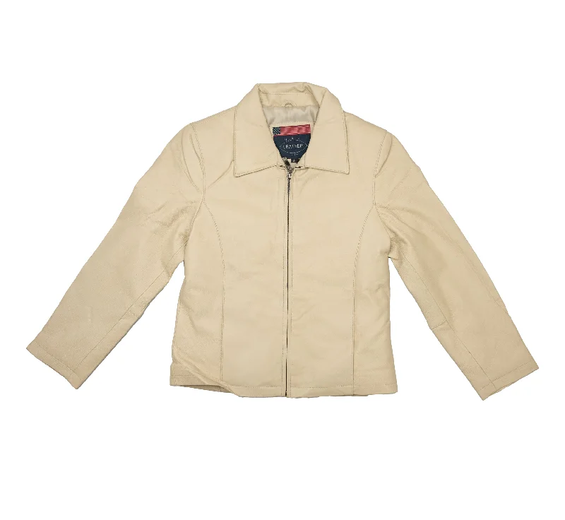 USA Leather 1251 Bone Ladies Jacket Welt Pockets Slit Pockets Flap Pockets