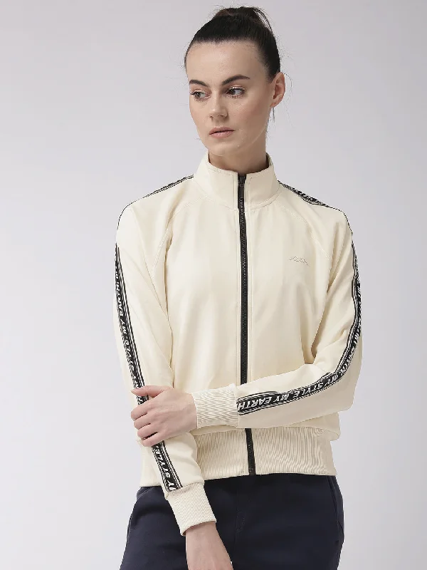 Alcis Women Cream-Coloured Printed Back Lightweight Sporty Jacket Satin Jacket Silk Jacket Chiffon Jacket Alcis Women Cream-Coloured Printed Back Lightweight Sporty Jacket Satin Jacket Silk Jacket Chiffon Jacket
