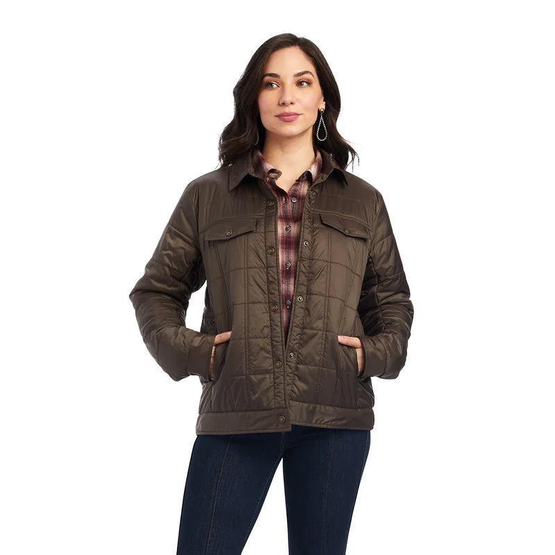 'Ariat' Women's Puffer Trucker Insulated Jacket - Banyan Bark Trench Coat Raincoat Waterproof Jacket 'Ariat' Women's Puffer Trucker Insulated Jacket - Banyan Bark Trench Coat Raincoat Waterproof Jacket