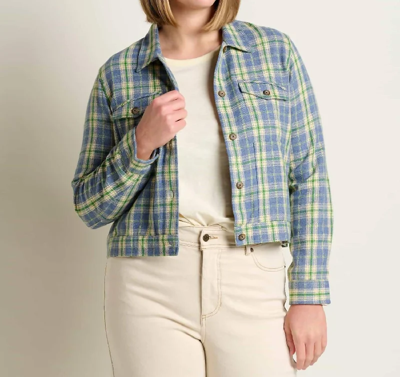 Bodie Shirt Jacket In Cornflower Rayon Fabric Velvet Fabric Corduroy Fabric