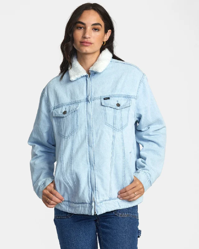 Bonfire Denim Jacket - Bleach Wash Rayon Fabric Velvet Fabric Corduroy Fabric