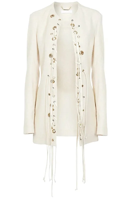 Collarless Long Jacket Jersey Jacket Tulle Jacket Batik Jacket