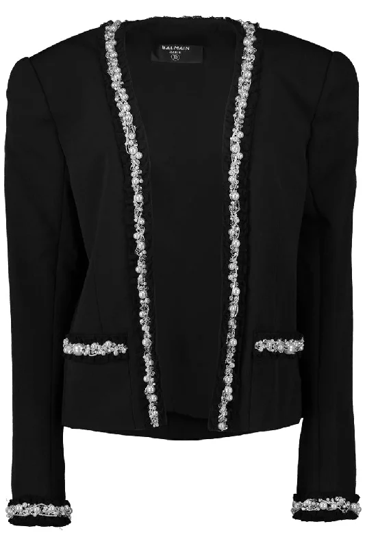 Collarless Pearl Trimmed Jacket Corduroy Jacket Velvet Jacket Brocade Jacket