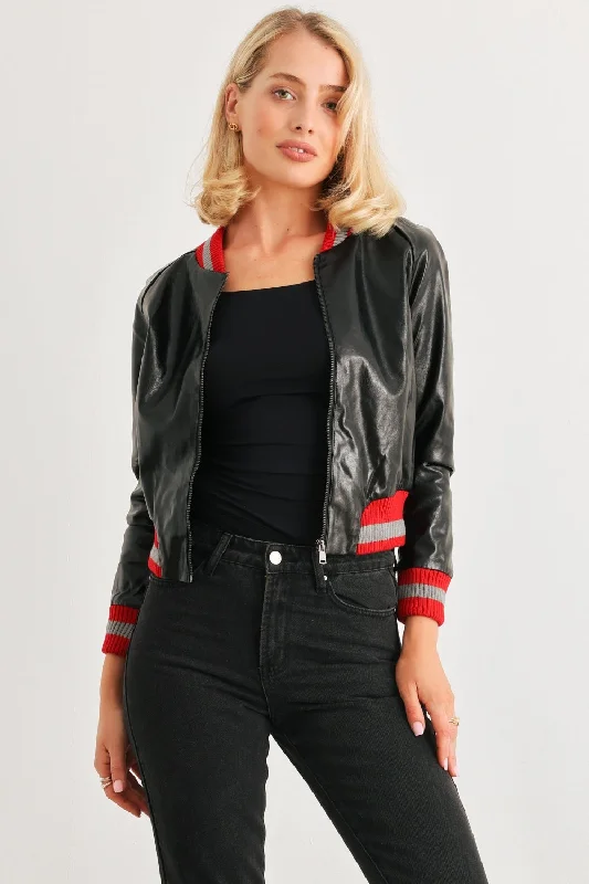 Comme PU Leather Baseball Collar Long Sleeve Jacket Plaid Jacket Tartan Jacket Houndstooth Jacket Comme PU Leather Baseball Collar Long Sleeve Jacket Plaid Jacket Tartan Jacket Houndstooth Jacket
