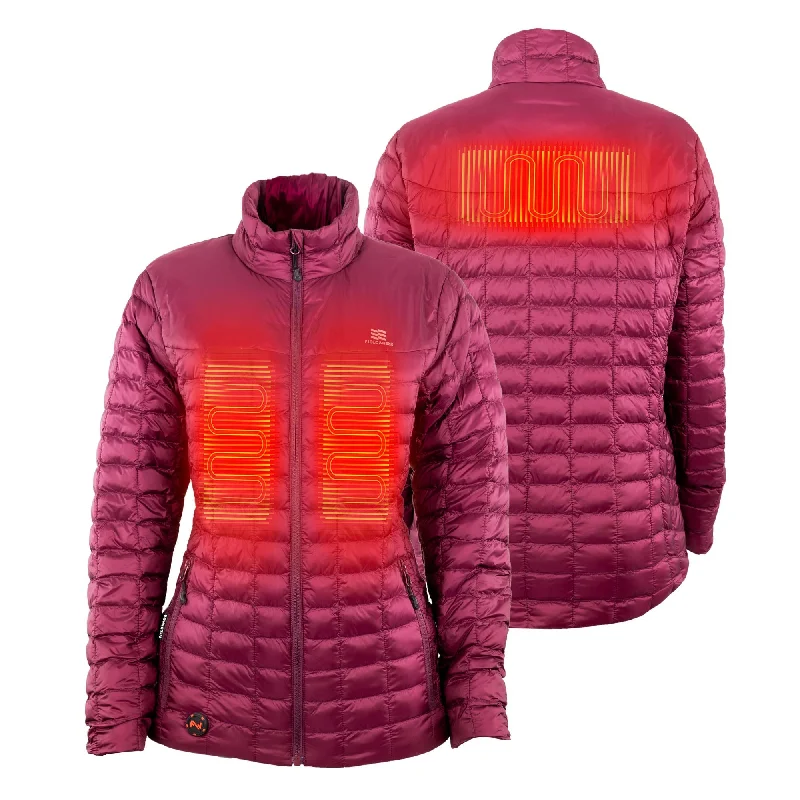 'Fieldsheer' Women's Heated Backcountry Jacket - Burgundy Nylon Fabric Polyester Fabric Spandex Fabric