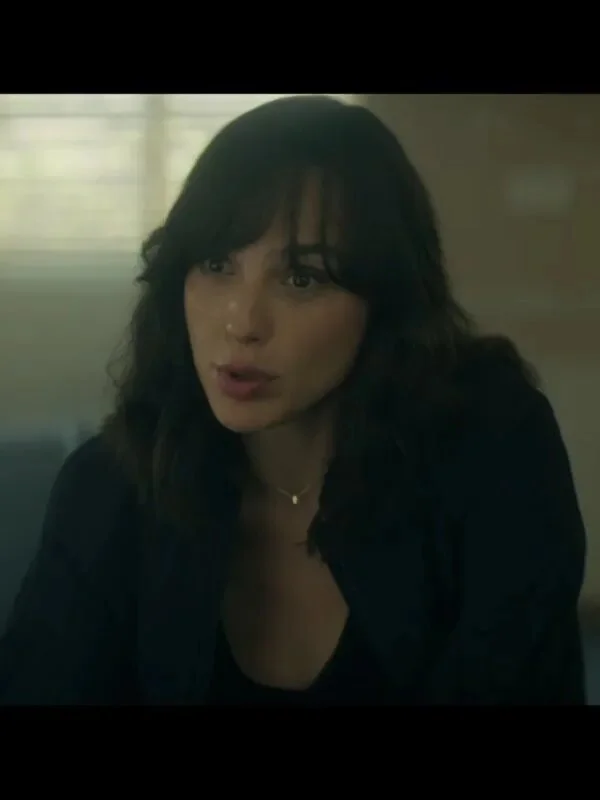 Gal Gadot Heart of Stone Black Leather Jacket Notch Collar Peter Pan Collar Cowl Neck Gal Gadot Heart of Stone Black Leather Jacket Notch Collar Peter Pan Collar Cowl Neck