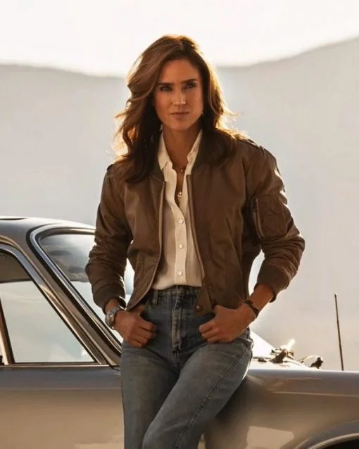 Jennifer Connelly Top Gun Maverick Brown Jacket Plaid Jacket Tartan Jacket Houndstooth Jacket
