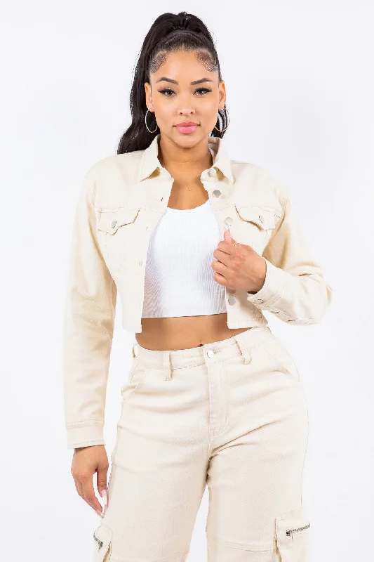 Laced Back Cropped Jacket Nylon Jacket Polyester Jacket Spandex Jacket