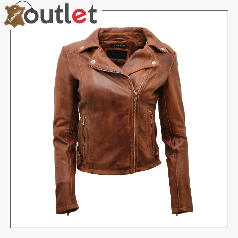 Ladies Coniac Tan Vintage Brando 100% Leather Biker Jacket Insulated Jacket Fitted Jacket Loose Jacket Ladies Coniac Tan Vintage Brando 100% Leather Biker Jacket Insulated Jacket Fitted Jacket Loose Jacket