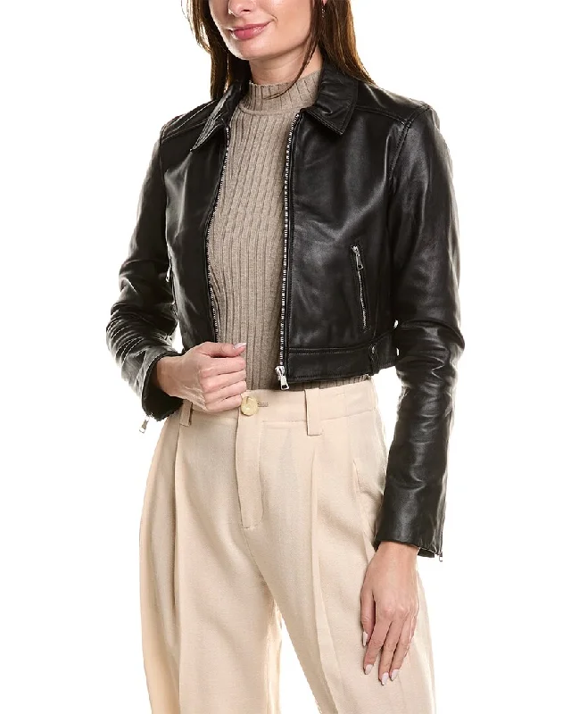 LAMARQUE Sacha Leather Moto Jacket Faux Fur Jacket Real Fur Jacket Shearling Jacket