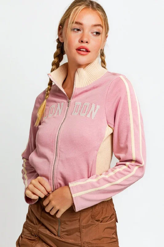 Long Sleeve Mock Neck LONDON Embroidered Jacket Print Jacket Jacquard Jacket Patchwork Jacket Long Sleeve Mock Neck LONDON Embroidered Jacket Print Jacket Jacquard Jacket Patchwork Jacket