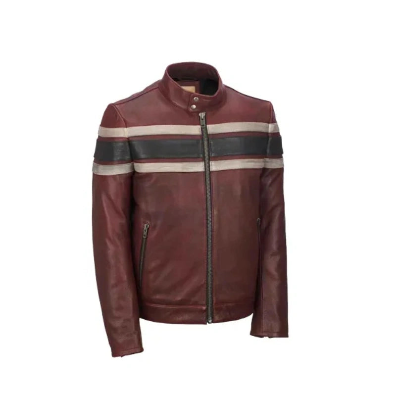 Mens Retro Red Waxed Vintage Jacket Faux Fur Jacket Real Fur Jacket Shearling Jacket