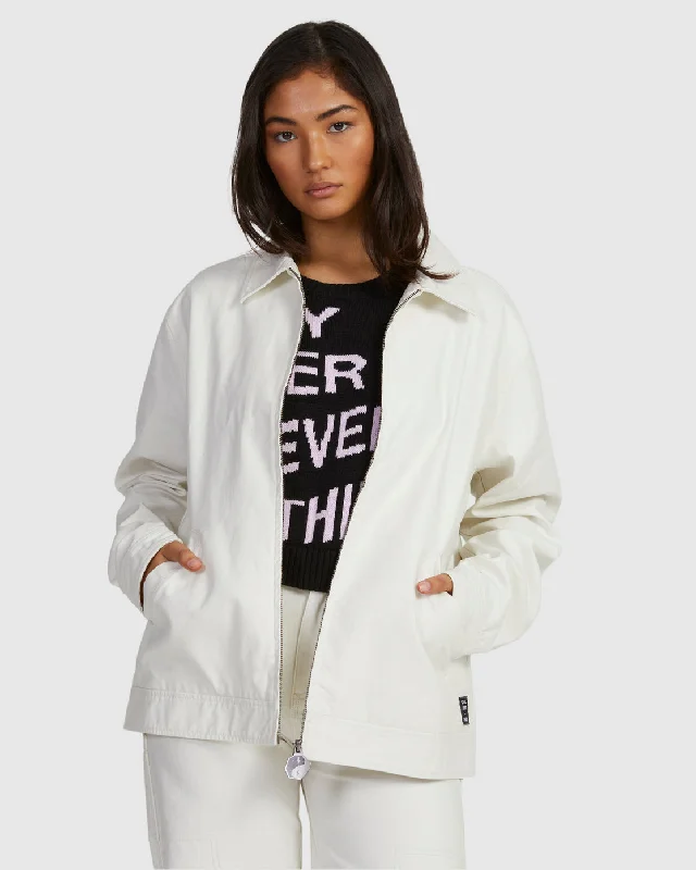 Painters Jacket - Eggshell Notch Collar Peter Pan Collar Cowl Neck