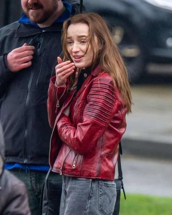 Phoebe Dynevor Bank of Dave Leather Jacket Rayon Jacket Velvet Jacket Corduroy Jacket