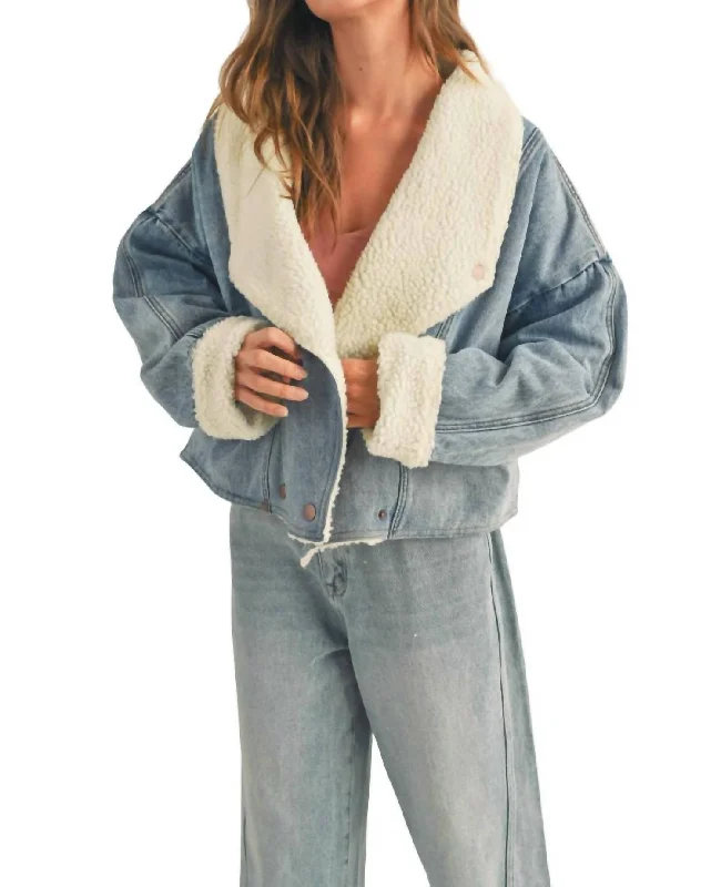 Sherpa Lined Jacket In Denim Oversized Jacket Tailored Jacket Straight Jacket