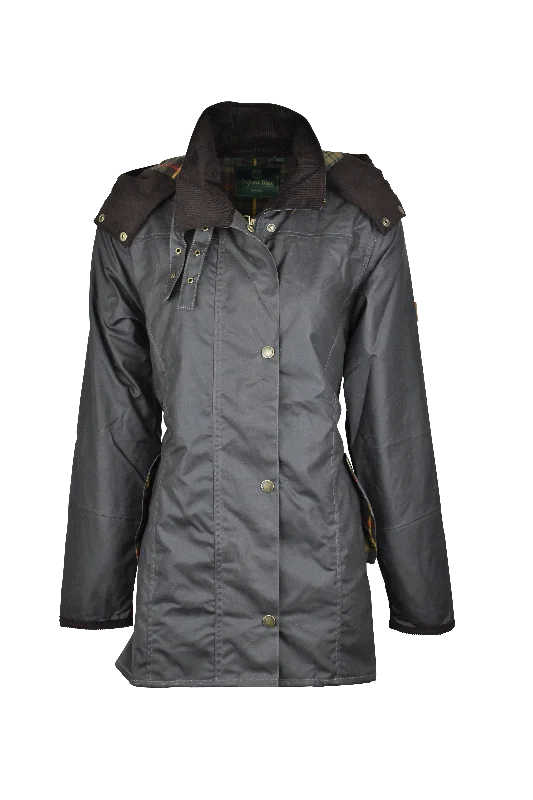 W02 - Women's Olivia Waxed Jacket - GREY Denim Jacket Leather Jacket Suede Jacket