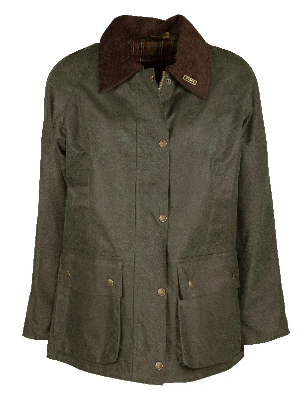 W09 - Women's Padded Countrygirl Wax Jacket - DARK OLIVE Striped Jacket Polka Dot Jacket Floral Jacket W09 - Women's Padded Countrygirl Wax Jacket - DARK OLIVE Striped Jacket Polka Dot Jacket Floral Jacket
