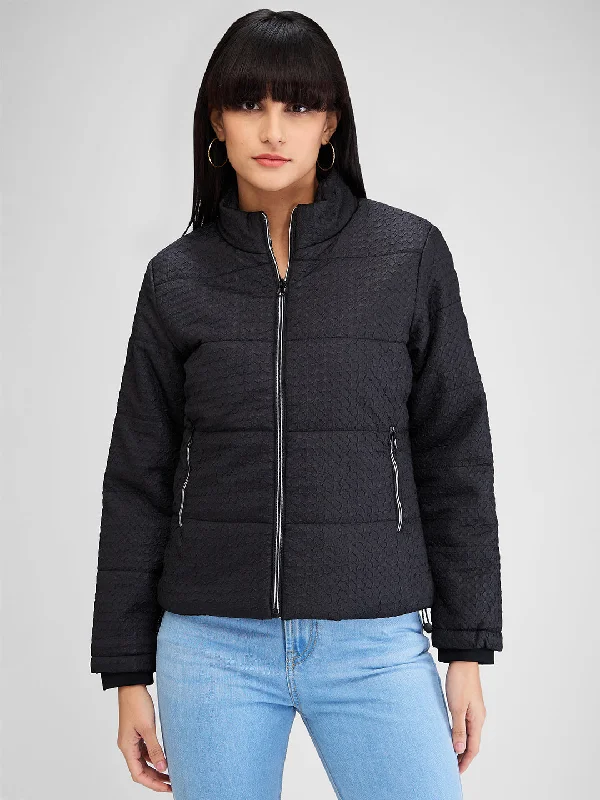 Spykar Black Full Sleeves Solid Jacket For Women Nylon Fabric Polyester Fabric Spandex Fabric Spykar Black Full Sleeves Solid Jacket For Women Nylon Fabric Polyester Fabric Spandex Fabric