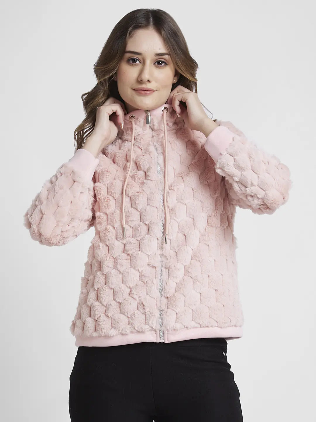 Spykar Women Pink Regular Fit High Neck Plain Jacket Boat Neck Shawl Collar Notched Collar Spykar Women Pink Regular Fit High Neck Plain Jacket Boat Neck Shawl Collar Notched Collar