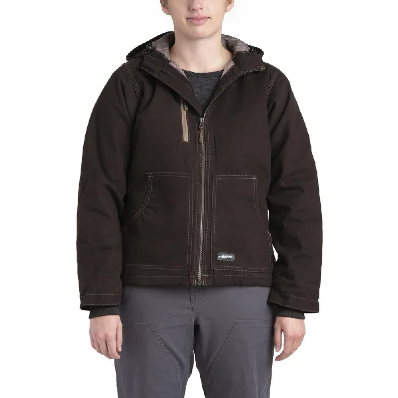 'Berne' Women's Modern Hooded Jacket - Dark Brown Jacket Blazer Coat