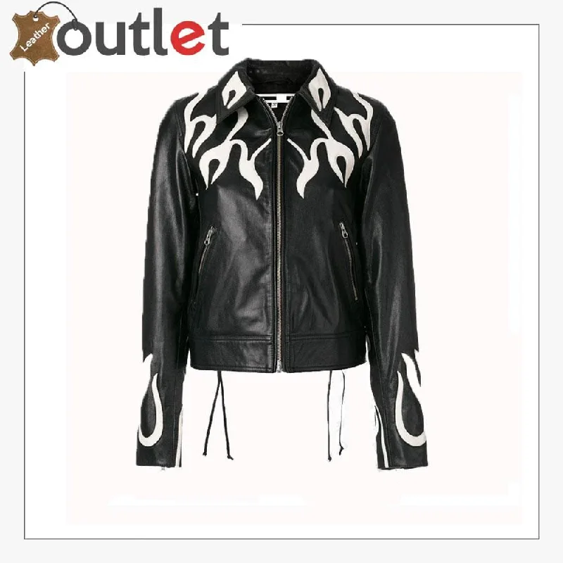 Women Fashion Printed Flame Effect Leather Jacket Striped Jacket Polka Dot Jacket Floral Jacket Women Fashion Printed Flame Effect Leather Jacket Striped Jacket Polka Dot Jacket Floral Jacket