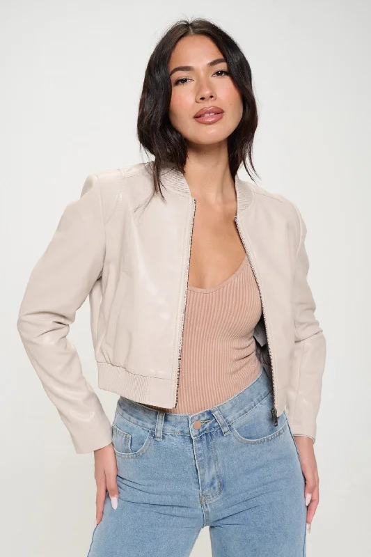 Zip Up Cropped Bomber Jacket Fitted Jacket Loose Jacket Oversized Jacket
