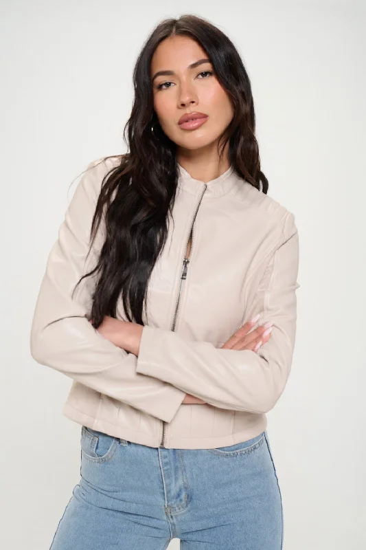 Zip Up Vegan Moto Jacket Print Jacket Jacquard Jacket Patchwork Jacket