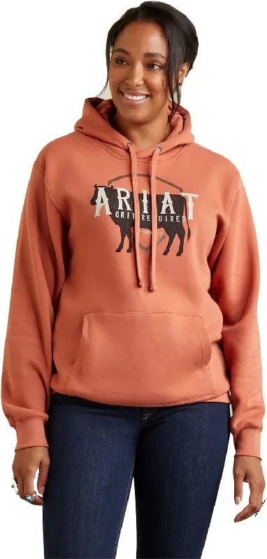 Ariat Women's Real Branded Logo Hoodie, Aragon Hoodie with Hem Embroidery Detailed Premium
