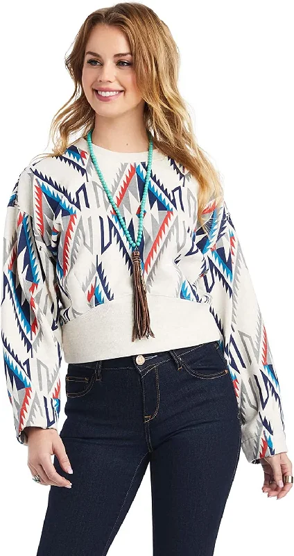 Ariat Women's Cropped Chimayo Sweatshirt Hoodie with Side Slits Relaxed Casual