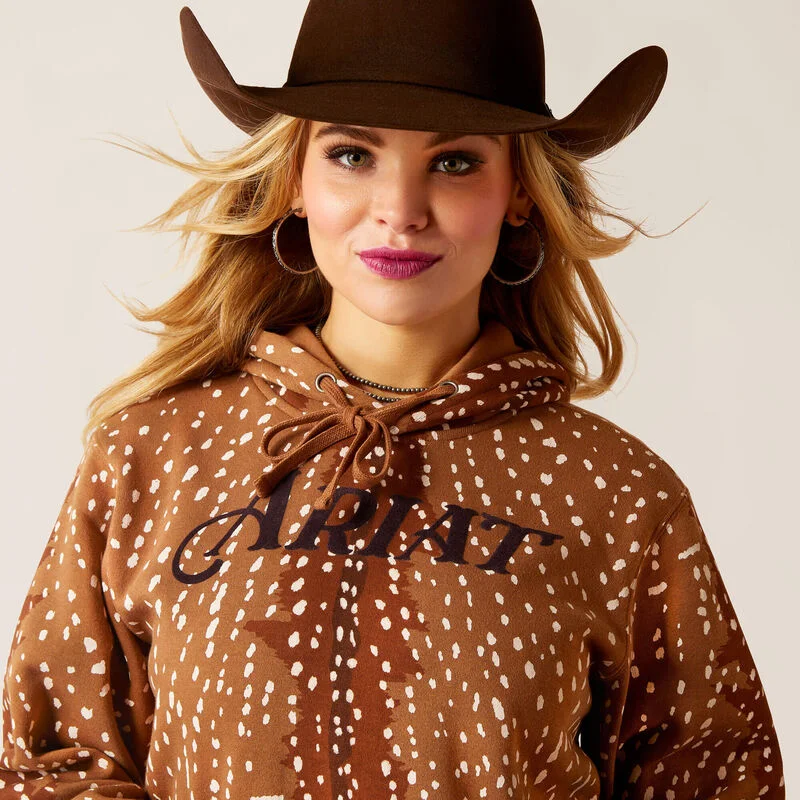 Woman's Deer Hoodie | 10046258 Hoodie with Rolled Sleeves Casual Relaxed