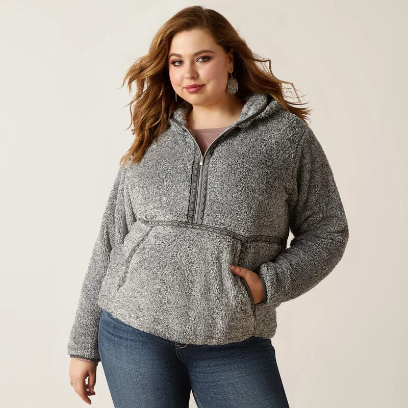 Woman's Lurex Berber 1/2 Zip Hoodie (1X - 3X) | 10047244 Hoodie with Set-In Sleeves Structured Classic Woman's Lurex Berber 1/2 Zip Hoodie (1X - 3X) | 10047244 Hoodie with Set-In Sleeves Structured Classic