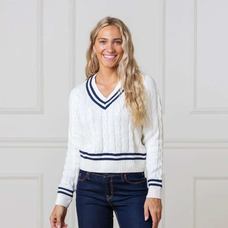 V-Neck Cricket Sweater Graphic Sweater Embroidered Appliqued