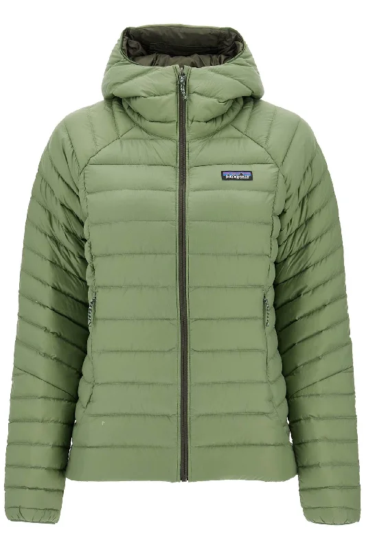 Lightweight Women's Down Sweater Hood  - Verde Fleece Sweater Nylon Polyester
