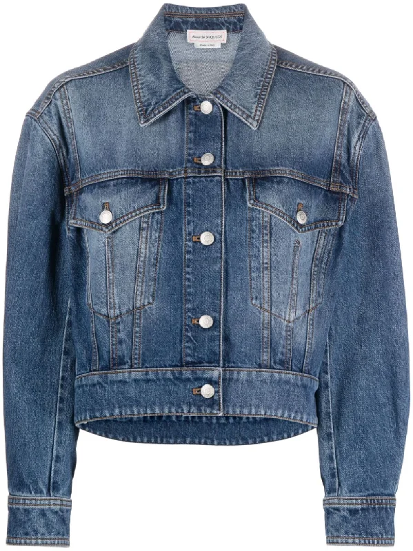 Alexander Mcqueen Coats Denim A-Line Swing Coat