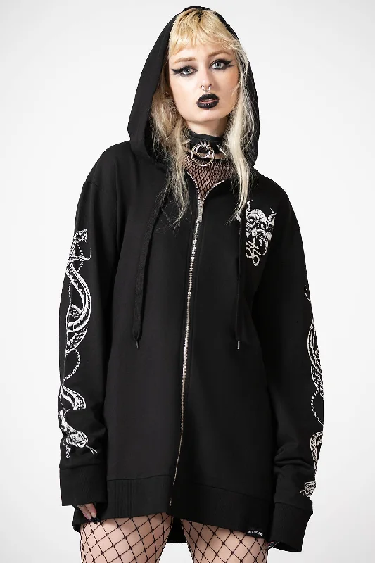 Anders Zip-Up Hoodie Hoodie with Hem Raw Edge Edgy Unfinished