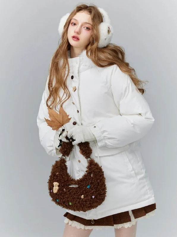 Arctic Elegance Faux Fur Collar Puffer Coat Relaxed Utility Shacket